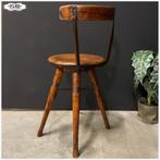 Oud eikenhouten kruk Stoel, Ophalen, Gebruikt, Bruin, Nb