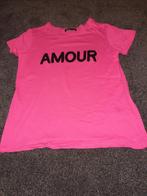 Fuchsia shirt Olive Verte korte mouw tekst amour, Ophalen of Verzenden, Zo goed als nieuw, Roze, Maat 36 (S)
