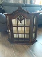 Aniek notenhouten vitrinekastje, Huis en Inrichting, Kasten | Vitrinekasten, Ophalen, Gebruikt, 50 tot 100 cm, Minder dan 100 cm