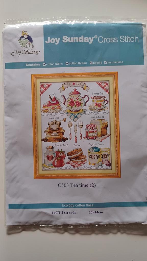 Borduurpakket,  Teatime, Hobby en Vrije tijd, Borduren en Borduurmachines, Zo goed als nieuw, Borduurpakket, Ophalen of Verzenden