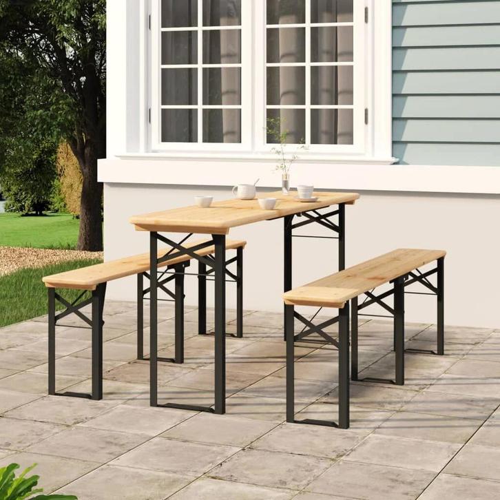 3-delige Biertafelset inklapbaar €200, Tuin en Terras, Picknicktafels, Nieuw, Ophalen of Verzenden