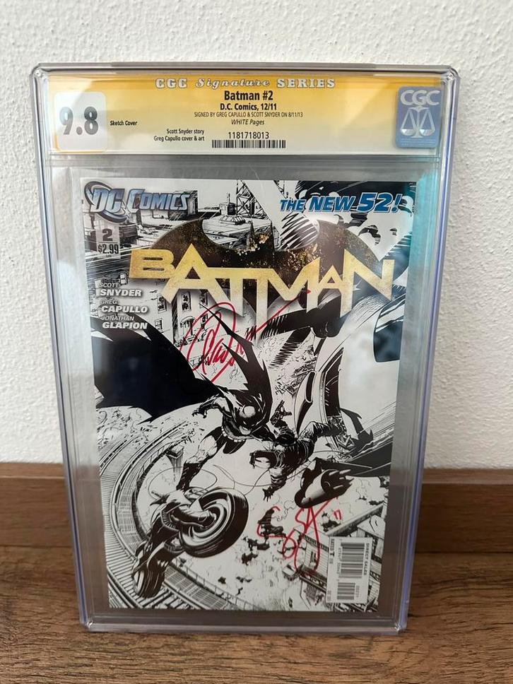 Batman new 52 #2 cgc 9,8 sketch capullo snyder hot toys, Boeken, Strips | Comics, Zo goed als nieuw, Eén comic, Amerika, Ophalen of Verzenden