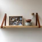 Leren plankdragers zwart of cognac + plank + RVS kapjes, Verzenden, Nieuw