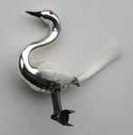 Oude Kerstbal Vogel / Zwaan op knijper met dubbele poot, Diversen, Kerst, Ophalen of Verzenden