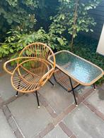 Vintage Rohe Noordwolde Stoel & Tafel Set, Huis en Inrichting, Ophalen, Gebruikt, Bruin, Riet of Rotan