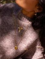 Gouden ketting met hart medaillon, Sieraden, Tassen en Uiterlijk, Verstelbaar, Ophalen of Verzenden, Zo goed als nieuw, Goud