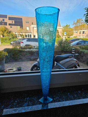Blauwe Glas Vaas - Mooie Decoratie beschikbaar voor biedingen