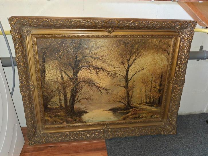 H. Sanders Schilderij - Herfstlandschap, Antiek en Kunst, Kunst | Schilderijen | Klassiek, Ophalen