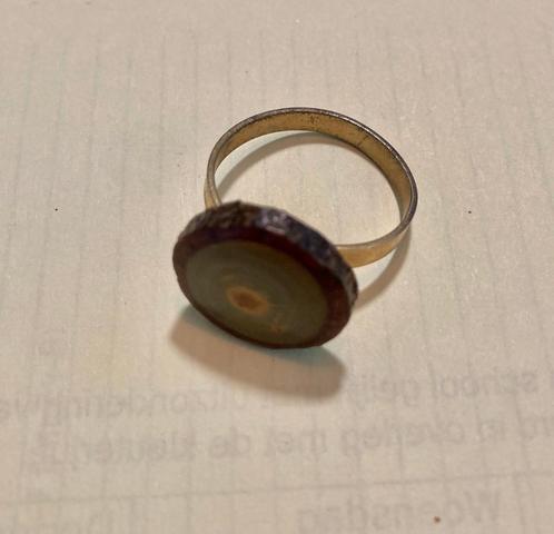 Vintage retro ronde boho chique ring groen bruin verstelbaar, Sieraden, Tassen en Uiterlijk, Ringen, Zo goed als nieuw, Dame, Groen