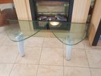 2 Mooie Glazen Bijzettafels. (Liefst als Set te Koop), Minder dan 55 cm, Gebruikt, Glas, Ovaal