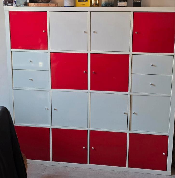 Ikea Kallax Kast met deuren en lades, Huis en Inrichting, Kasten | Kledingkasten, Zo goed als nieuw, 150 tot 200 cm, 150 tot 200 cm