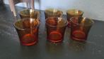 Vintage kopjes amberkleurig glas 6x, Ophalen of Verzenden, Overige stijlen, Kop(pen) en/of Schotel(s), Glas