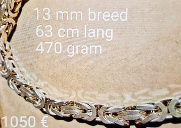 Koningsketting zilver 925 , 63 cm 13 x 13 mm 470 gr beschikbaar voor biedingen