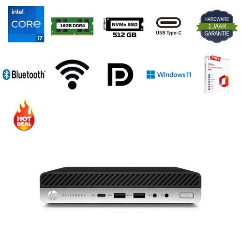 HP Elitedesk 800 G5 i7-9700 4.7GHz 16GB 512GB NVMe Office 24, Computers en Software, Desktop Pc's, Zo goed als nieuw, 4 Ghz of meer