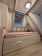 Tweepersoonsbed Brimnes incl matras en lattenbodems!, Ophalen, Gebruikt, Wit, Tweepersoons