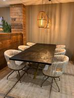 Zwarte teak tafel, Ophalen, Teakhout, 50 tot 100 cm, Vijf personen of meer