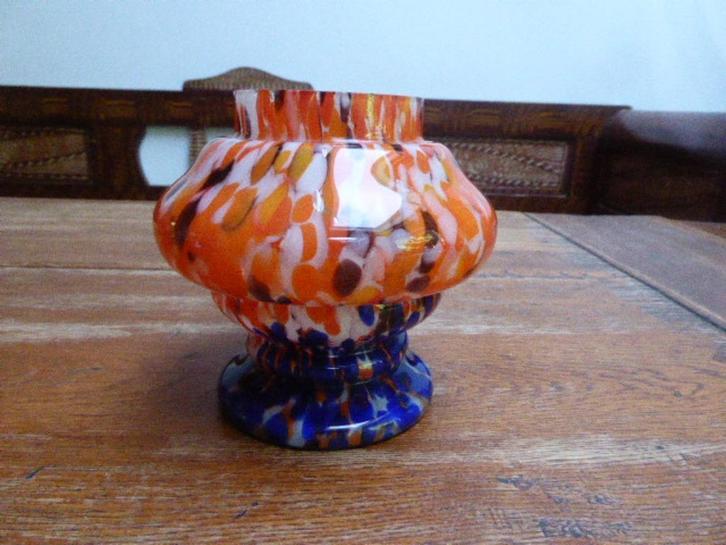 Art deco vaas in Spatterglas,  Kralik Tsjechie, Antiek en Kunst, Antiek | Glas en Kristal, Ophalen of Verzenden