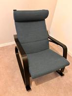 IKEA POÄNG Fauteuil - Zwartbruin/Donkerblauw - Zo Goed Als N, Huis en Inrichting, Ophalen, 75 tot 100 cm, Zo goed als nieuw, 50 tot 75 cm