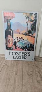 Foster's lager beer reclamebord 30x20cm voor in mancave, Ophalen of Verzenden, Gebruikt, Reclamebord