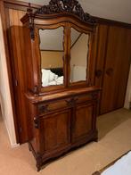 Antieke Houten Kast met Spiegel, Gebruikt, 100 tot 150 cm, Ophalen of Verzenden, 150 tot 200 cm