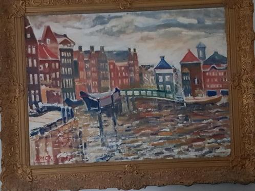Jan Hendrik Emck. Schilderij 80 bij 60 cm. DAMRAK, Antiek en Kunst, Kunst | Schilderijen | Modern, Ophalen