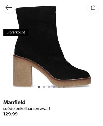 Manfield suède zwarte laarsjes dames maat 40 beschikbaar voor biedingen