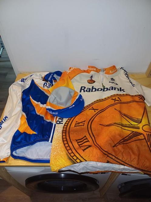 Vintage retro rabobank wieler tenue shirt pet jack maat m 90, Sport en Fitness, Wielrennen, Gebruikt, Overige typen, Ophalen of Verzenden