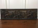 Houtsnijwerk wanddecoratie wandpaneel olifanten, Huis en Inrichting, Ophalen of Verzenden, Gebruikt