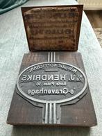 Antiek drukblok + stempel Hendriks Koffiebaal ‘s Gravenhage, Ophalen of Verzenden