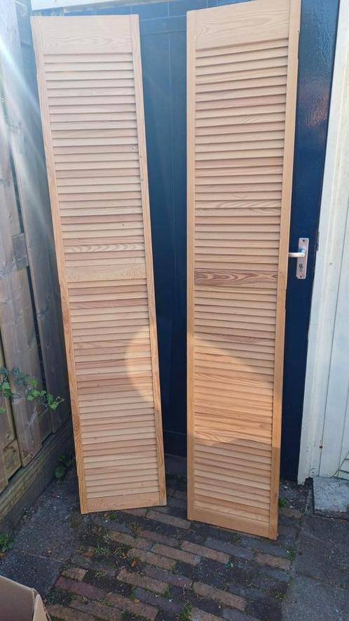 Louvredeurtjes grenen 198,5x 38 cm goedkoop, Huis en Inrichting, Woonaccessoires | Kamerschermen, Zo goed als nieuw, Ophalen
