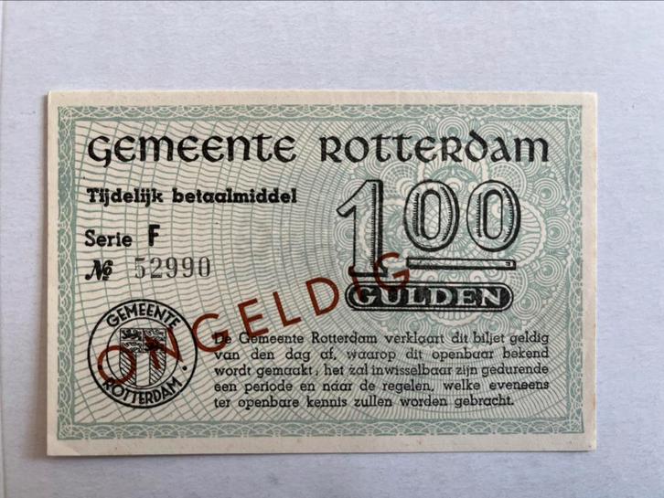 Gemeente Rotterdam een gulden 1944 UNC, Postzegels en Munten, Bankbiljetten | Nederland, Los biljet, 1 gulden, Ophalen of Verzenden