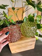 Set 2 glazen potten bloempot plantenpot, Tuin en Terras, Bloempotten, Overige materialen, Rond, Ophalen of Verzenden, Minder dan 40 cm