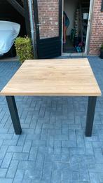 Massief eiken tafel met stalen poten, Huis en Inrichting, Tafels | Eettafels, Ophalen, Gebruikt, 100 tot 150 cm, 100 tot 150 cm