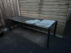 Tuintafel metalen onderstel met glazen blad antraciet, Tuin en Terras, Tuintafels, Ophalen, Gebruikt, Rechthoekig, Metaal