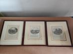 Oude Prenten / etsen - Set van 3, Antiek en Kunst, Kunst | Etsen en Gravures, Ophalen of Verzenden