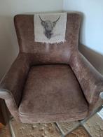Stoere nubuck leren stoel, Huis en Inrichting, Stoelen, Ophalen, Gebruikt, Bruin, Leer