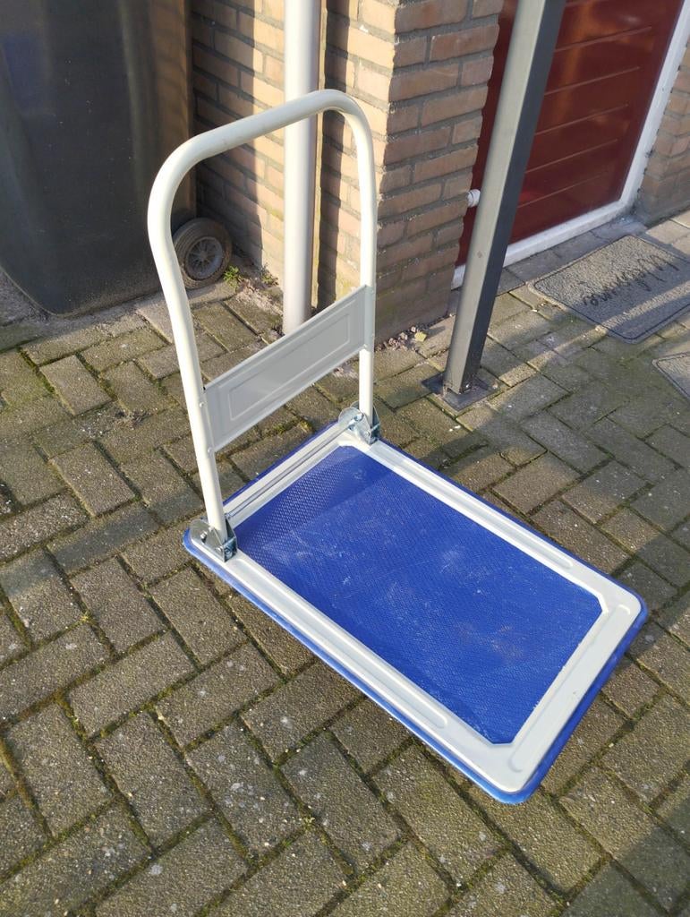 Platte kar verhuiskar transportwagen inklapbaar, Doe-het-zelf en Verbouw, Transportwagens, 100 liter of meer, Ophalen, Zo goed als nieuw