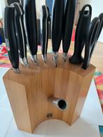 Zwelling Messenblok met Messen - Solingen - Beukenhout, Ophalen of Verzenden, Nieuw, Hout, Bestekset