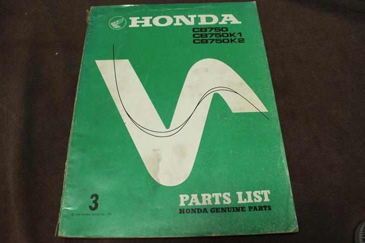 Honda CB750 K1 K2 1971 motorcycle parts list CB750 SOHC K1, Motoren, Handleidingen en Instructieboekjes, Honda, Ophalen of Verzenden