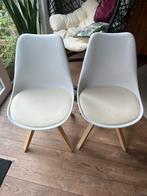 Twee witte eetkamerstoelen, Huis en Inrichting, Stoelen, Gebruikt, Twee, Wit, Modern