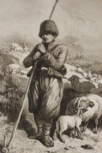 De Tartaarse herder - Antieke illustratie (1869) beschikbaar voor biedingen