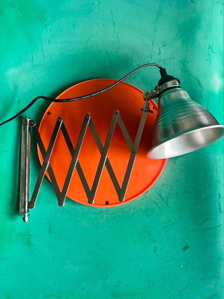 Retro harmonica lamp chrome aluminium jaren 80, Huis en Inrichting, Lampen | Wandlampen, Gebruikt, Metaal, Ophalen of Verzenden