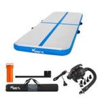 KM-Fit Airtrack - Turnmat - 4 m - Gymnastiekmat Opvouwbaar -, Sport en Fitness, Turnen, Ophalen, Zo goed als nieuw, Blauw, Materiaal