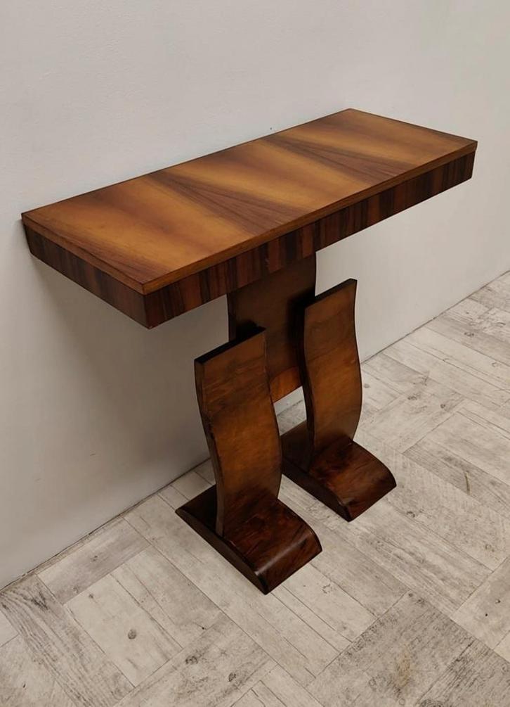 Art Deco Console Tafel – Walnoothout – Jaren 40, Huis en Inrichting, Tafels | Kaptafels, Zo goed als nieuw, Minder dan 100 cm