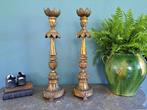Antieke Italiaanse Vergulde Kandelaars, Ophalen of Verzenden, Koper of Brons