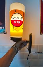 AMSTEL bier glazen reclame lamp voor bevestiging aan de muur, Verzamelen, Ophalen of Verzenden, Zo goed als nieuw, Reclamebord