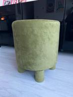 Groene Velvet Poef - Zo Goed Als Nieuw, Ophalen, Minder dan 50 cm, Rond, Zo goed als nieuw