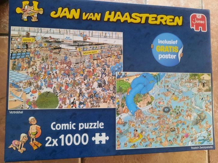 Jan van Haasteren 2x1000, Hobby en Vrije tijd, Denksport en Puzzels, Zo goed als nieuw, Legpuzzel, 500 t/m 1500 stukjes, Verzenden