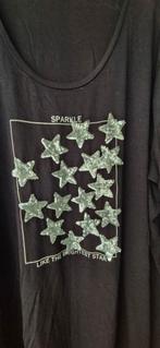 Zwart shirt met zilveren sterren maat 52/54, Ophalen of Verzenden, Zo goed als nieuw, Zwart, Shirt of Top