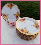 Brocante gebakbordjes bordjes high tea servies, Ophalen of Verzenden